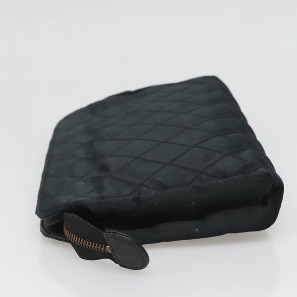 CHANEL Bicolor Clutch Tasche Satin Schwarz CC Auth 136693