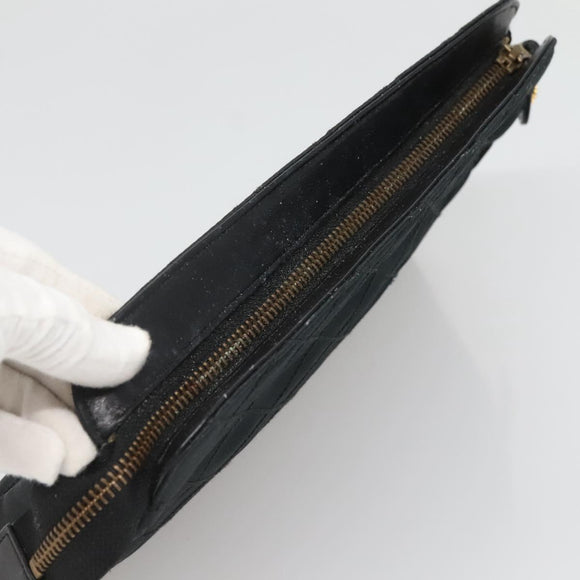 CHANEL Bicolor Clutch Tasche Satin Schwarz CC Auth 136693