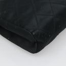 CHANEL Bicolore Clutch Bag Satin Black CC Auth 136693-14