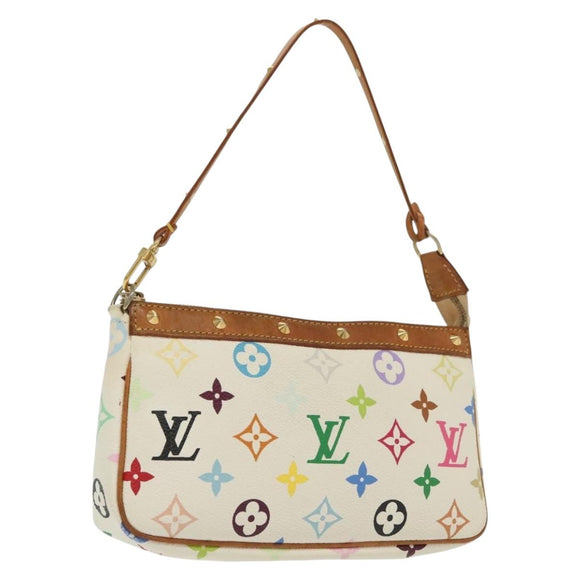 LOUIS VUITTON Monogram Multicolor Pochette Pouch White M92649 LV Auth 136723