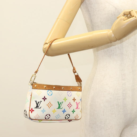 LOUIS VUITTON Monogram Multicolor Pochette Pouch White M92649 LV Auth 136723