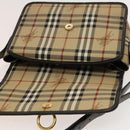 BURBERRY Nova Check Shoulder Bag PVC Beige Gold Auth 136729-15