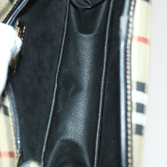 BURBERRY Nova Check Shoulder Bag PVC Beige Gold Auth 136729