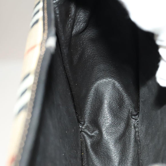 BURBERRY Nova Check Shoulder Bag PVC Beige Gold Auth 136729