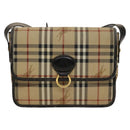 BURBERRY Nova Check Shoulder Bag PVC Beige Gold Auth 136729-2