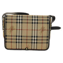 BURBERRY Nova Check Shoulder Bag PVC Beige Gold Auth 136729-3