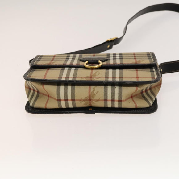 BURBERRY Nova Check Shoulder Bag PVC Beige Gold Auth 136729