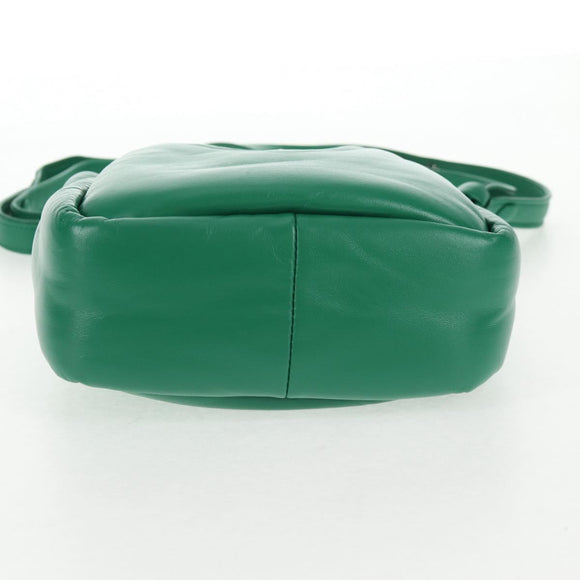 PRADA Hand Bag Leather 2way Green Silver Auth 136732M