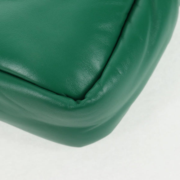 PRADA Hand Bag Leather 2way Green Silver Auth 136732M