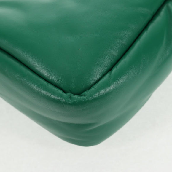 PRADA Hand Bag Leather 2way Green Silver Auth 136732M