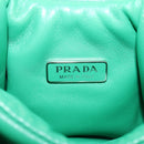 PRADA Hand Bag Leather 2way Green Silver Auth 136732M-23
