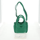 PRADA Hand Bag Leather 2way Green Silver Auth 136732M-13