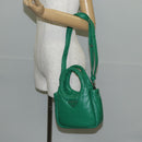 PRADA Hand Bag Leather 2way Green Silver Auth 136732M-28