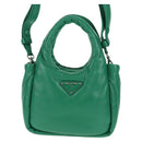 PRADA Hand Bag Leather 2way Green Silver Auth 136732M-14