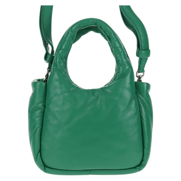 PRADA Hand Bag Leather 2way Green Silver Auth 136732M