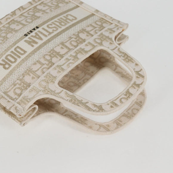 Christian Dior Trotter Canvas Book Tote Hand Bag Canvas White Auth 136735M