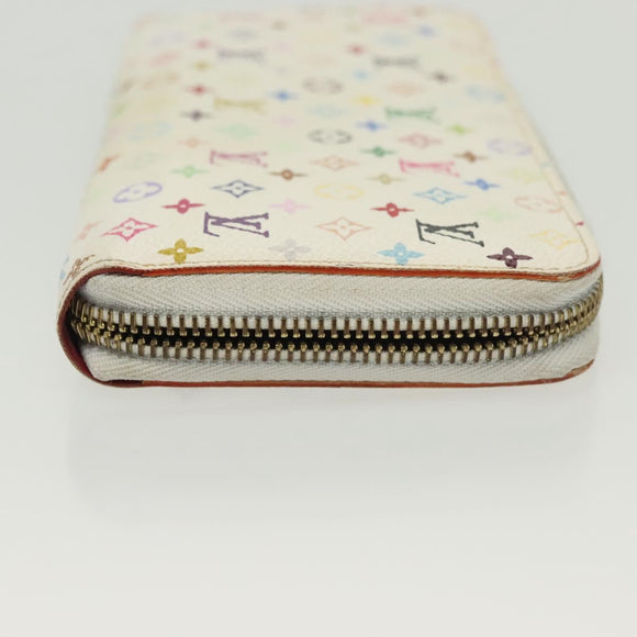 LOUIS VUITTON Monogram Multicolor Zippy Wallet White M60241 LV Auth 136736