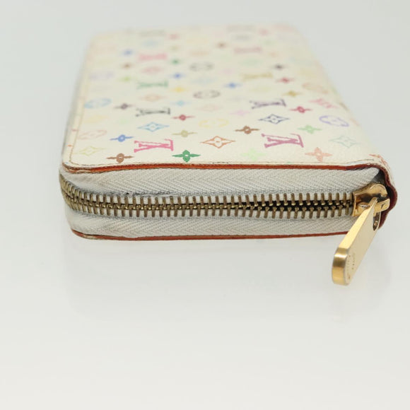 LOUIS VUITTON Monogram Multicolor Zippy Wallet White M60241 LV Auth 136736