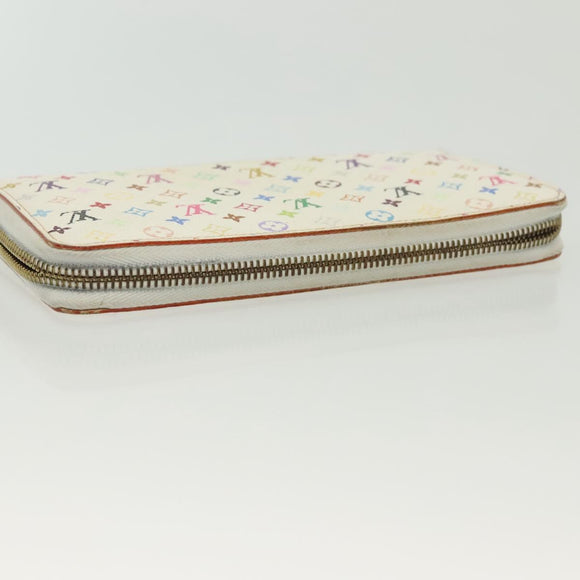 LOUIS VUITTON Monogram Multicolor Zippy Wallet White M60241 LV Auth 136736