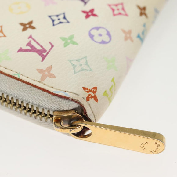 LOUIS VUITTON Monogram Multicolor Zippy Wallet White M60241 LV Auth 136736