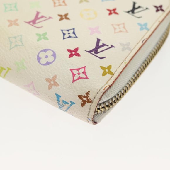 LOUIS VUITTON Monogram Multicolor Zippy Wallet White M60241 LV Auth 136736