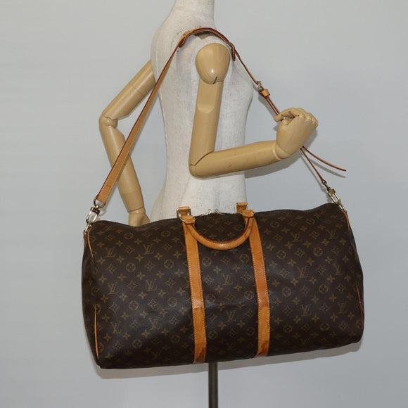 LOUIS VUITTON Monogram Keepall Bandouliere 55 Boston Bag M41414 LV Auth 136784
