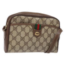 GUCCI GG Supreme Web Sherry Line Bag PVC Beige Gold 116 02 089 Auth 136796-1