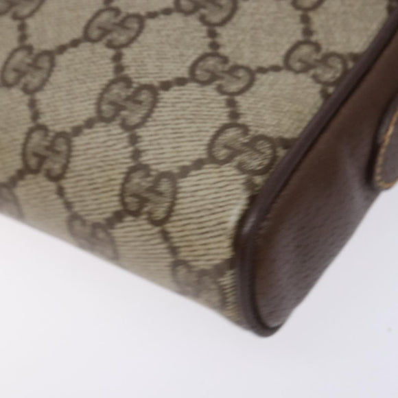 GUCCI GG Supreme Web Sherry Line Bag PVC Beige Gold 116 02 089 Auth 136796