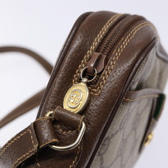 GUCCI GG Supreme Web Sherry Line Bag PVC Beige Gold 116 02 089 Auth 136796