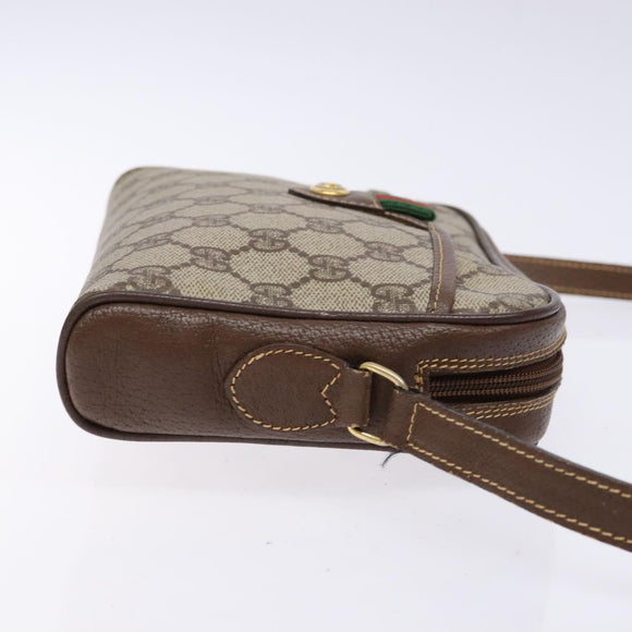 GUCCI GG Supreme Web Sherry Line Bag PVC Beige Gold 116 02 089 Auth 136796