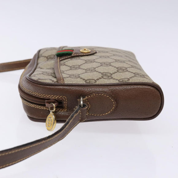 GUCCI GG Supreme Web Sherry Line Bag PVC Beige Gold 116 02 089 Auth 136796