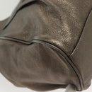 Salvatore Ferragamo Gancini Hand Bag Leather Silver Auth 136801-10