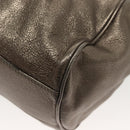 Salvatore Ferragamo Gancini Hand Bag Leather Silver Auth 136801-13