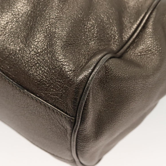 Salvatore Ferragamo Gancini Hand Bag Leather Silver Auth 136801