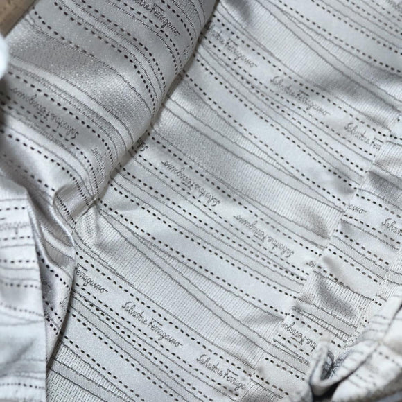 Salvatore Ferragamo Gancini Hand Bag Leather Silver Auth 136801