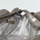 Salvatore Ferragamo Gancini Hand Bag Leather Silver Auth 136801-18