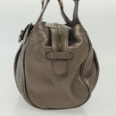 Salvatore Ferragamo Gancini Hand Bag Leather Silver Auth 136801-4