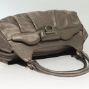 Salvatore Ferragamo Gancini Hand Bag Leather Silver Auth 136801-6