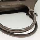 Salvatore Ferragamo Gancini Hand Bag Leather Silver Auth 136801-7