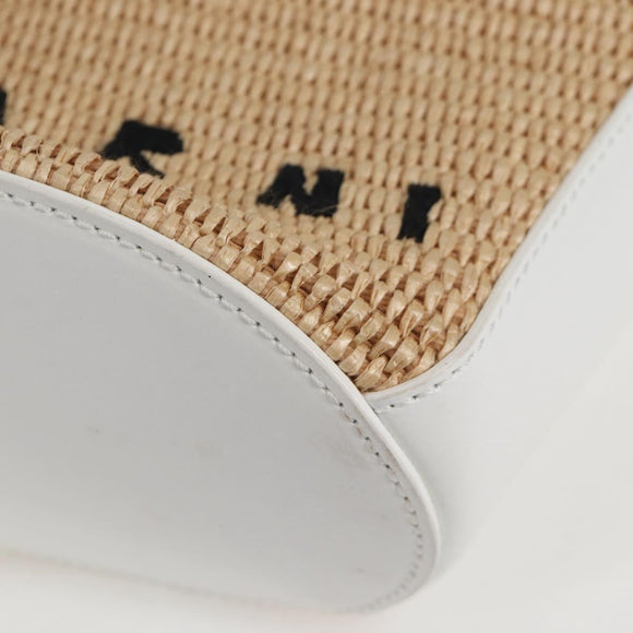 MARNI Hand Bag Raffia 2way White Auth 136802M