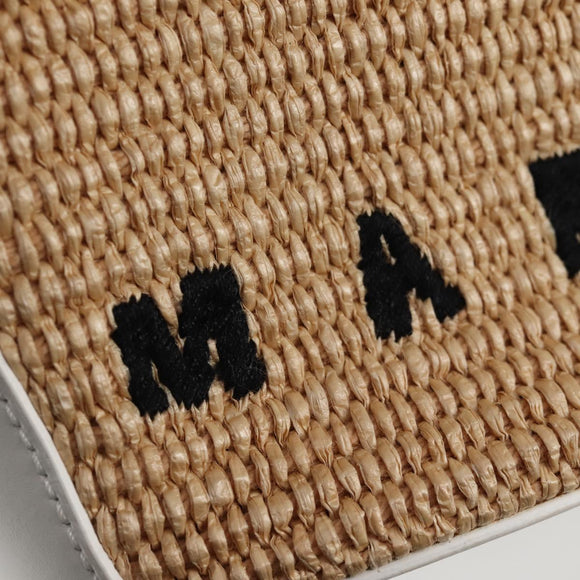 MARNI Hand Bag Raffia 2way White Auth 136802M