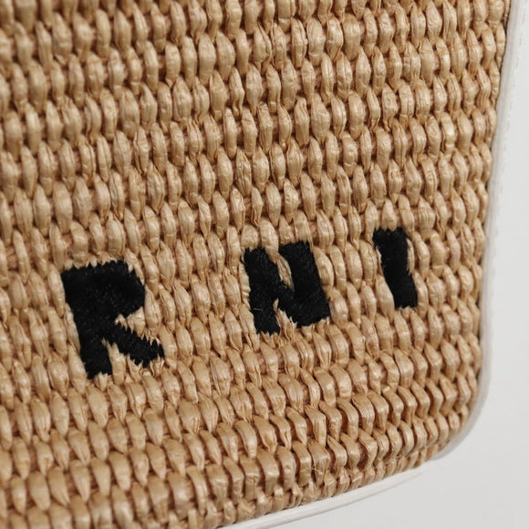 MARNI Hand Bag Raffia 2way White Auth 136802M