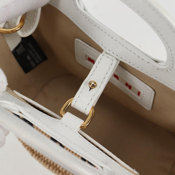 MARNI Hand Bag Raffia 2way White Auth 136802M