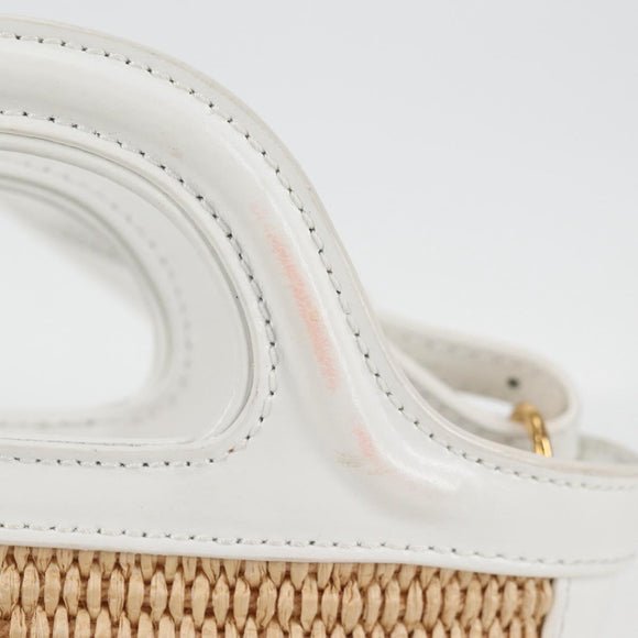 MARNI Hand Bag Raffia 2way White Auth 136802M