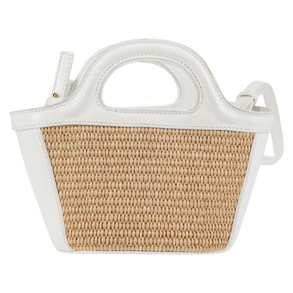 MARNI Hand Bag Raffia 2way White Auth 136802M