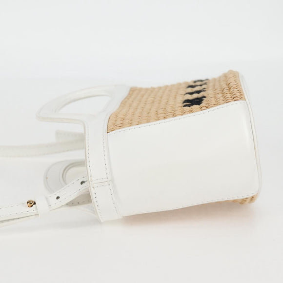 MARNI Hand Bag Raffia 2way White Auth 136802M
