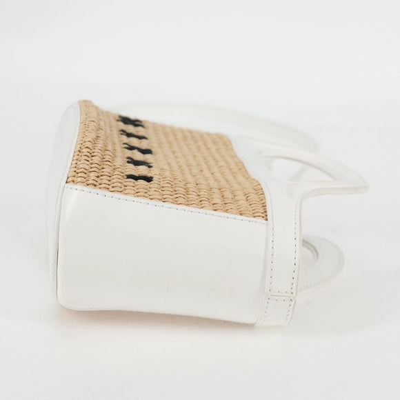 MARNI Hand Bag Raffia 2way White Auth 136802M