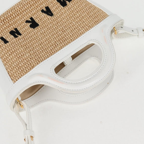 MARNI Hand Bag Raffia 2way White Auth 136802M