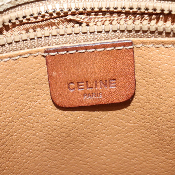 CELINE Macadam Canvas Shoulder Bag PVC Beige Gold Auth 136803
