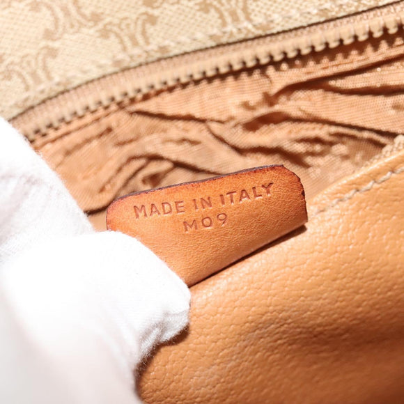 CELINE Macadam Canvas Shoulder Bag PVC Beige Gold Auth 136803